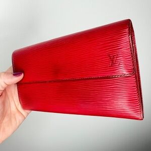Authentic Louis Vuitton Red Epi Leather Wallet